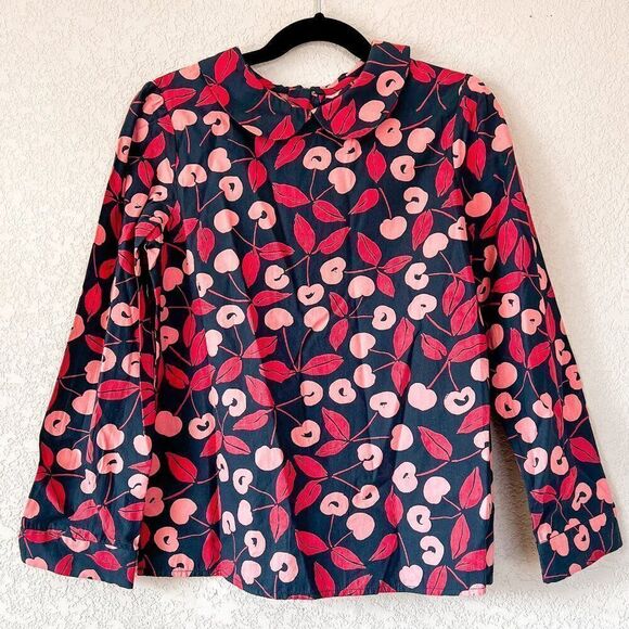 NWT! Bonpoint Cherry Kisses Pan Collar Blouse Size 10Y - Picture 1 of 4